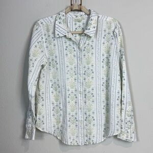 Spartina 449 White Floral Button Down Linen Shirt M